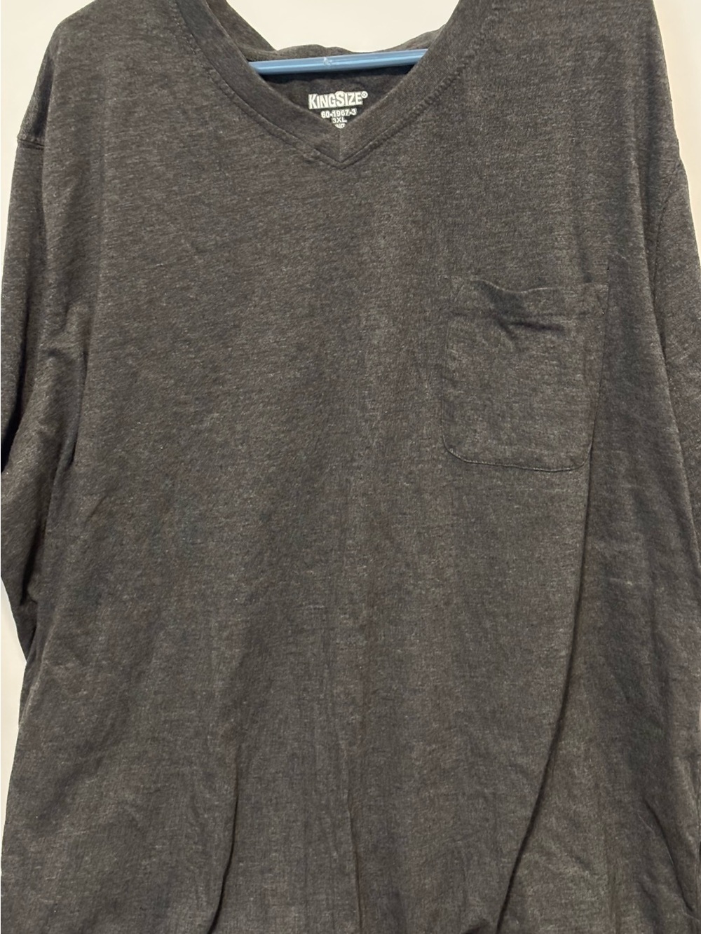 King size Men's Charcoal V-Neck Pocket Shirt